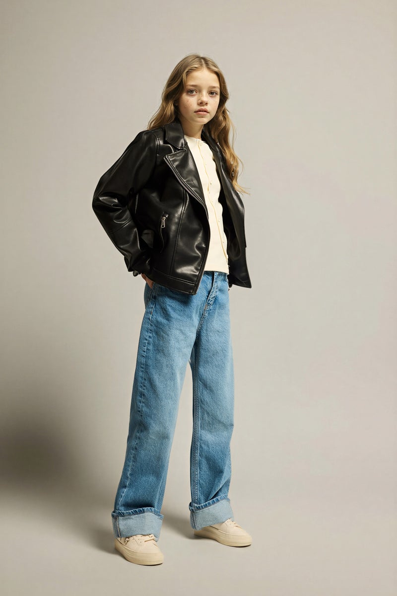 DeFacto Blue Girl Girl Straight Fit Large Jeans Casual - Image 1